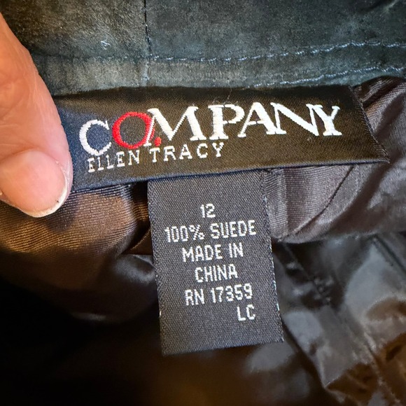 Olive Green Khaki Suede Leather Straight Lined Leg Pants Women's Size 12 - Picture 4 of 4